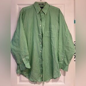 Daniel Cremieux Stanly Men’s Green Shirt with White Stripes – Size 16 1/2 34 💚